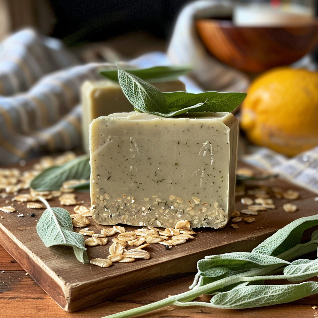 lemon sage and oat soap