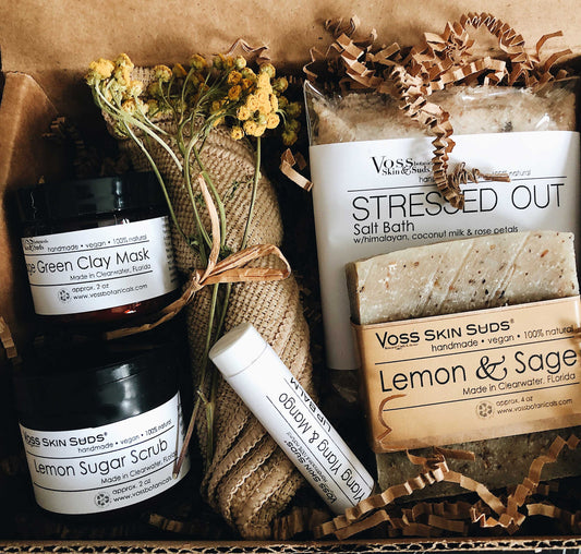 Get Well Soon Citrus Care Box PRODUCT FOOTPRINTS Natural ingredients Phthalate, Sulfate, Petroleum & Paraben Free Vegan Free of Synthetic Fragrances Free of Synthetic Dyes GMO & Gluten-free Non Toxic Handmade Sustainable Innovation Made in the USA Cruelty Free Zero Waste Low Carbon Footprint eco friendly   Holiday care package gift box gift for her relaxation gift self care box self care gift box spa gift box spa gift set thank you gift box birthday gift new mom gift relaxing bath set spa gift set spa kit