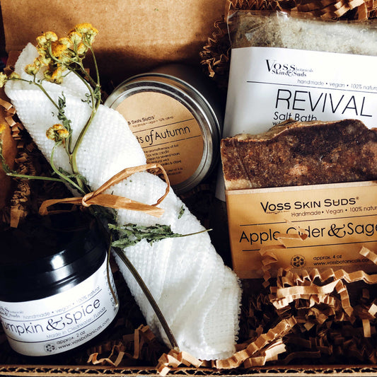 Fall Pumpkin Gift box PRODUCT FOOTPRINTS Natural ingredients Phthalate, Sulfate, Petroleum & Paraben Free Vegan Free of Synthetic Fragrances Free of Synthetic Dyes GMO & Gluten-free Non Toxic Handmade Sustainable Innovation Made in the USA Cruelty Free Zero Waste Low Carbon Footprint eco friendly   Holiday care package gift box gift for her relaxation gift self care box self care gift box spa gift box spa gift set thank you gift box birthday gift new mom gift relaxing bath set spa gift set spa kit