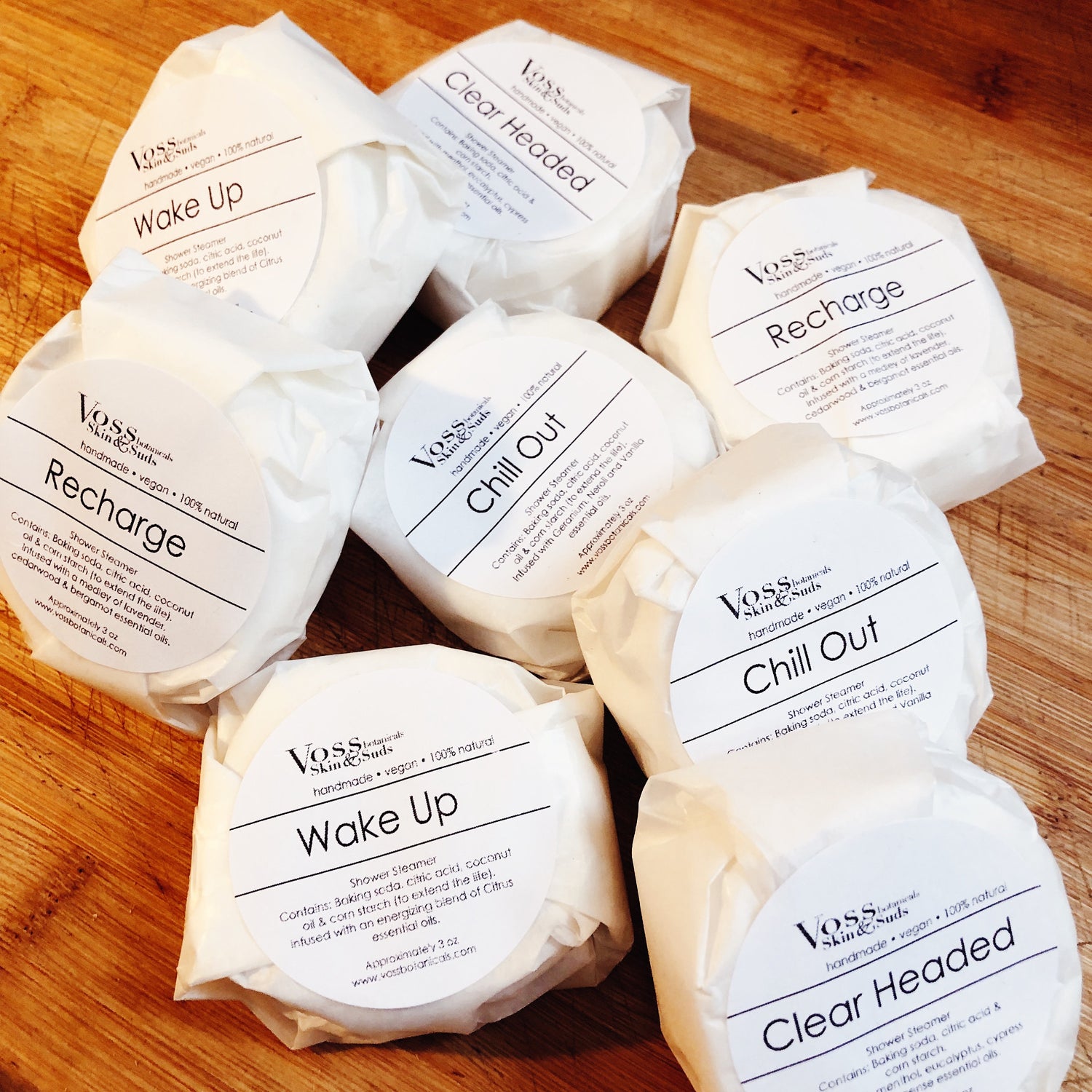 Shower Steamers PRODUCT FOOTPRINTS Natural ingredients Phthalate, Sulfate, Petroleum & Paraben Free Vegan Free of Synthetic Fragrances Free of Synthetic Dyes GMO & Gluten-free Non Toxic Handmade Sustainable Innovation Made in the USA Cruelty Free Zero Waste Low Carbon Footprint eco friendly Holiday care package gift box gift for her relaxation gift self care box self care gift box spa gift box spa gift set thank you gift box birthday gift new mom gift relaxing bath set spa gift set spa kit