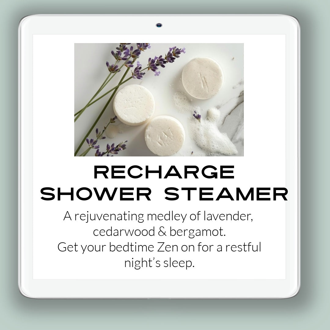 natural shower steamers:  Aromatherapy Essential oils Refreshing Invigorating Relaxation Eucalyptus Peppermint Lavender Citrus Stress relief Wellness Spa experience Energizing Mental clarity Revitalizing
