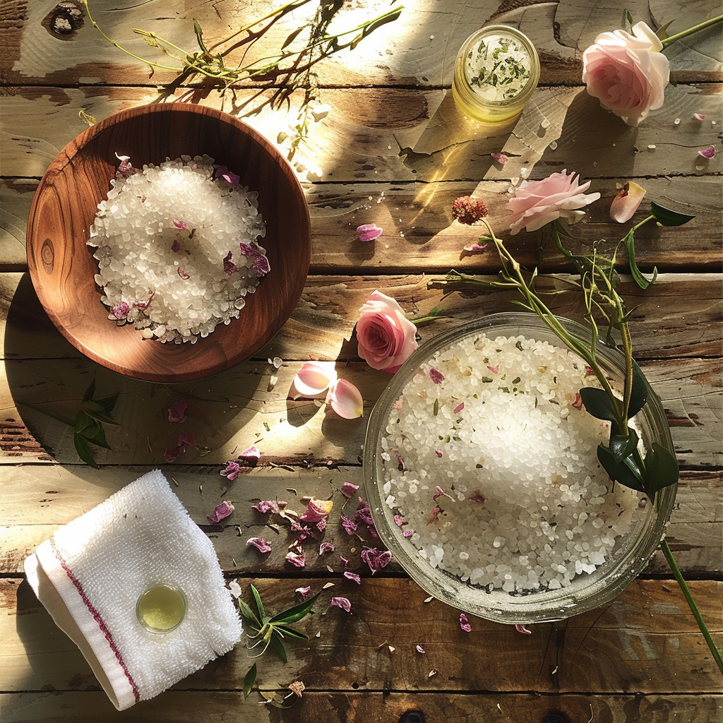 Rose and Chamomile Salt Scrub