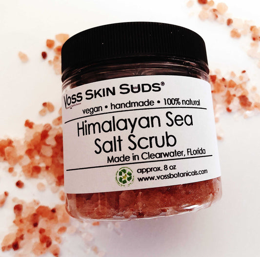 Himalayan Sea Salt Face and Body scrub PRODUCT FOOTPRINTS Natural ingredients Phthalate, Sulfate, Petroleum & Paraben Free Vegan Free of Synthetic Fragrances Free of Synthetic Dyes GMO & Gluten-free Non Toxic Handmade Sustainable Innovation Made in the USA Cruelty Free Zero Waste Low Carbon Footprint eco friendly   Holiday care package gift box gift for her relaxation gift self care box self care gift box spa gift box spa gift set thank you gift box birthday gift new mom gift relaxing bath set 